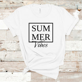 Summer Vibes Cool gezegde met zwarte tekst wit T-shirt
