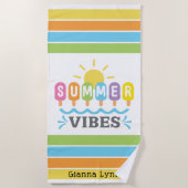 Summer Vibes Customizable Girls Strandlaken (Voorkant)