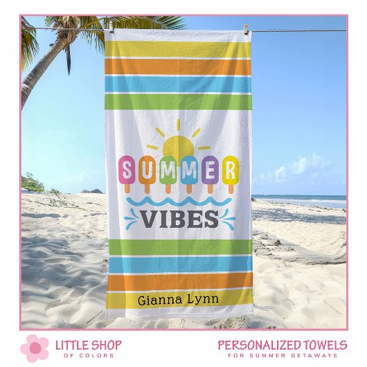 Summer Vibes Customizable Girls Strandlaken