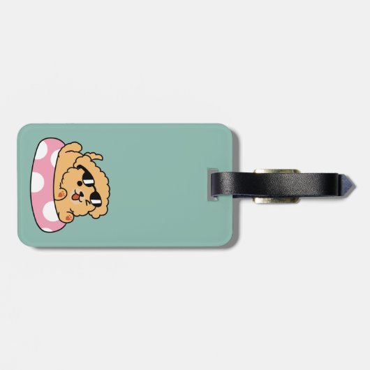 Summer Vibes Dog - Drijvende puppy met zonnebril Bagagelabel (Achterkant horizontaal)