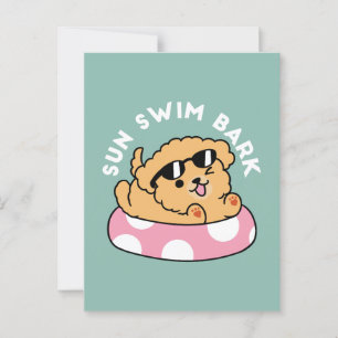 Summer Vibes Dog - Drijvende puppy met zonnebril Briefkaart