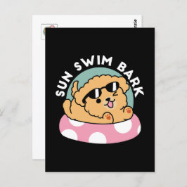 Summer Vibes Dog - Drijvende puppy met zonnebril Briefkaart