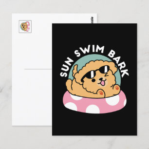 Summer Vibes Dog - Drijvende puppy met zonnebril Briefkaart
