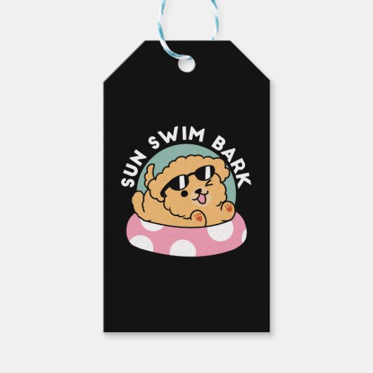 Summer Vibes Dog - Drijvende puppy met zonnebril Cadeaulabel (Voorkant)