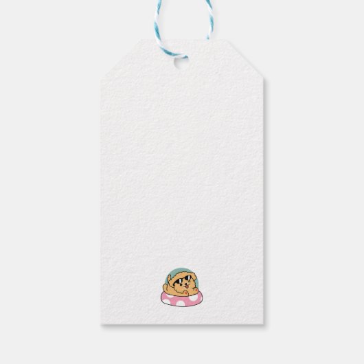 Summer Vibes Dog - Drijvende puppy met zonnebril Cadeaulabel (Achterkant)