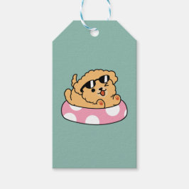 Summer Vibes Dog - Drijvende puppy met zonnebril Cadeaulabel