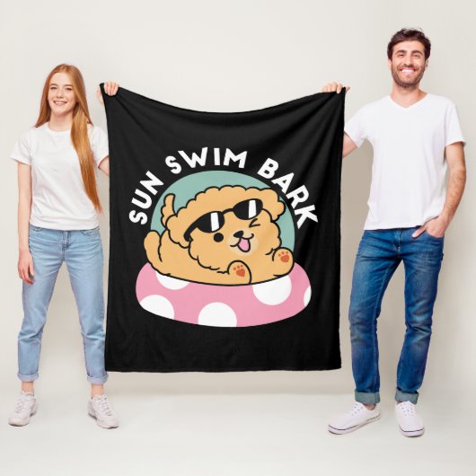 Summer Vibes Dog - Drijvende puppy met zonnebril Fleece Deken (In situ)