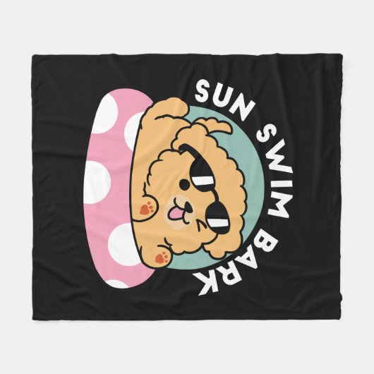 Summer Vibes Dog - Drijvende puppy met zonnebril Fleece Deken (Voorkant (Horizontaal))