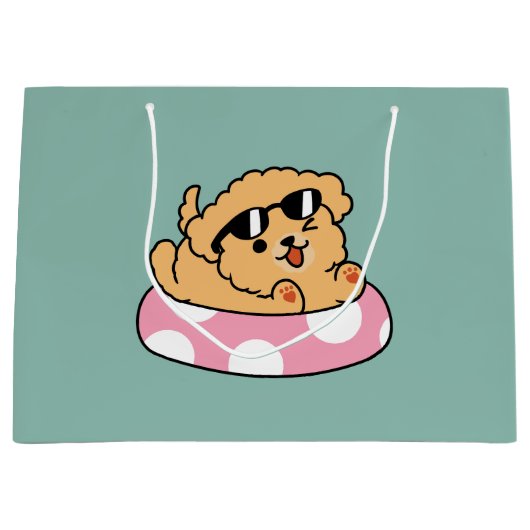 Summer Vibes Dog - Drijvende puppy met zonnebril Groot Cadeauzakje (Voorkant)