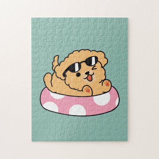 Summer Vibes Dog - Drijvende puppy met zonnebril Legpuzzel (Verticaal)