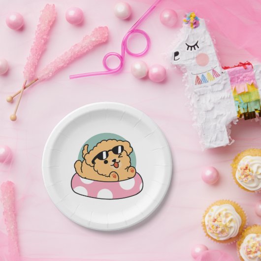 Summer Vibes Dog - Drijvende puppy met zonnebril Papieren Bordje (Feest)