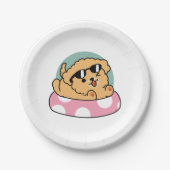 Summer Vibes Dog - Drijvende puppy met zonnebril Papieren Bordje (Voorkant)