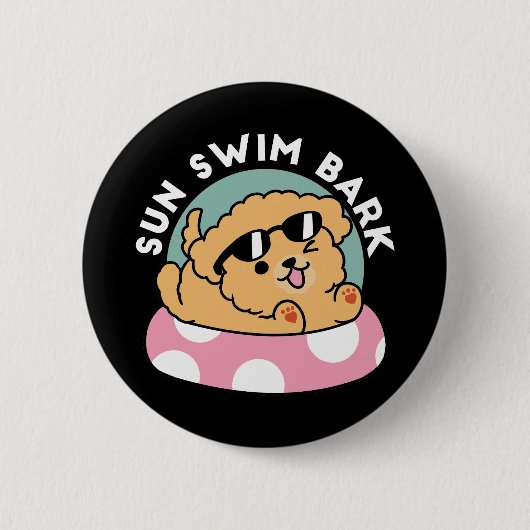 Summer Vibes Dog - Drijvende puppy met zonnebril Ronde Button 5,7 Cm (Voorkant)