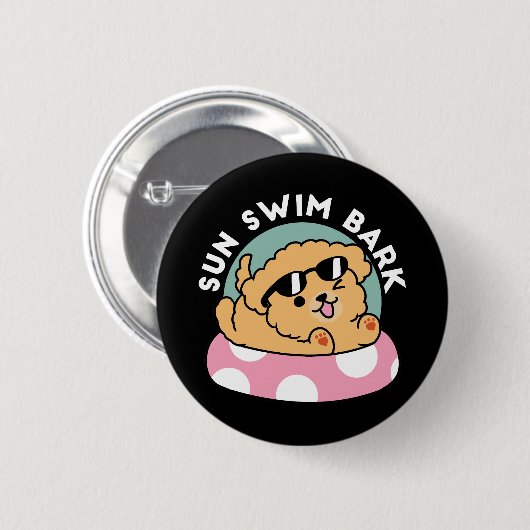 Summer Vibes Dog - Drijvende puppy met zonnebril Ronde Button 5,7 Cm (Voorkant /achterkant)