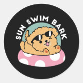 Summer Vibes Dog - Drijvende puppy met zonnebril Ronde Sticker (Voorkant)