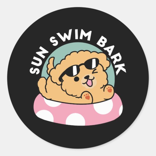 Summer Vibes Dog - Drijvende puppy met zonnebril Ronde Sticker (Voorkant)