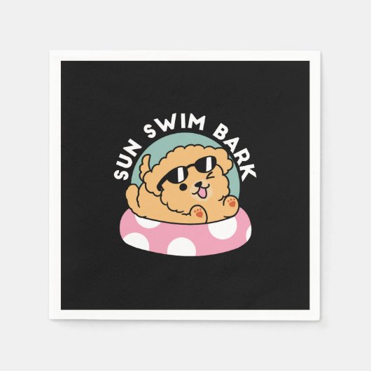 Summer Vibes Dog - Drijvende puppy met zonnebril Servet (Voorkant)