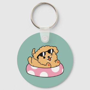 Summer Vibes Dog - Drijvende puppy met zonnebril Sleutelhanger