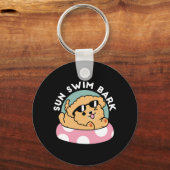 Summer Vibes Dog - Drijvende puppy met zonnebril Sleutelhanger (Achterkant)