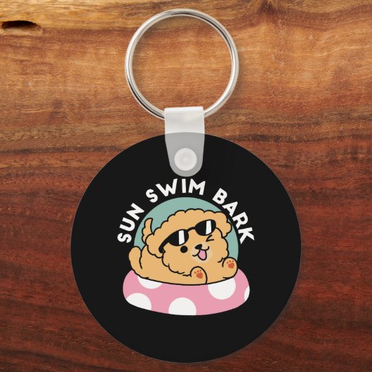 Summer Vibes Dog - Drijvende puppy met zonnebril Sleutelhanger (Voorkant)
