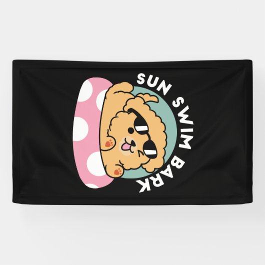 Summer Vibes Dog - Drijvende puppy met zonnebril Spandoek (Horizontaal)