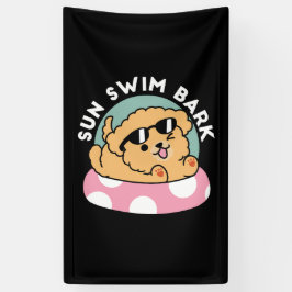 Summer Vibes Dog - Drijvende puppy met zonnebril Spandoek