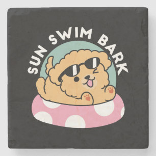 Summer Vibes Dog - Drijvende puppy met zonnebril Stenen Onderzetter