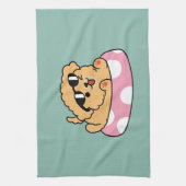 Summer Vibes Dog - Drijvende puppy met zonnebril Theedoek (Verticaal)