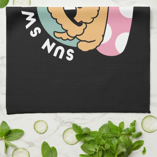 Summer Vibes Dog - Drijvende puppy met zonnebril Theedoek (Gevouwen)