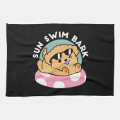 Summer Vibes Dog - Drijvende puppy met zonnebril Theedoek (Horizontaal)