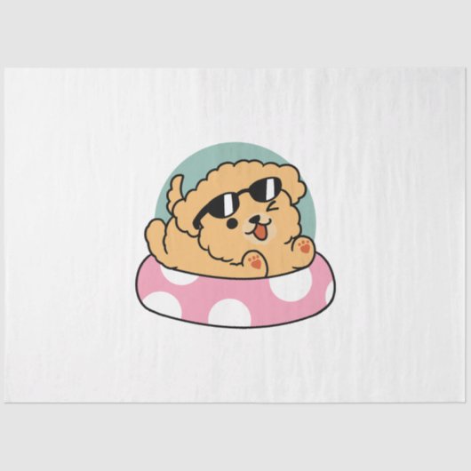 Summer Vibes Dog - Drijvende puppy met zonnebril Tissuepapier (Voorkant)