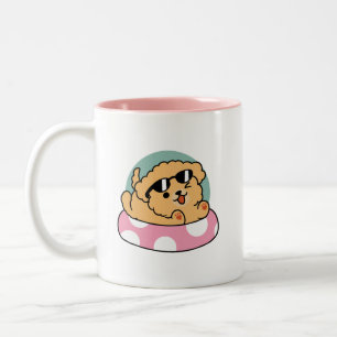 Summer Vibes Dog - Drijvende puppy met zonnebril Tweekleurige Koffiemok