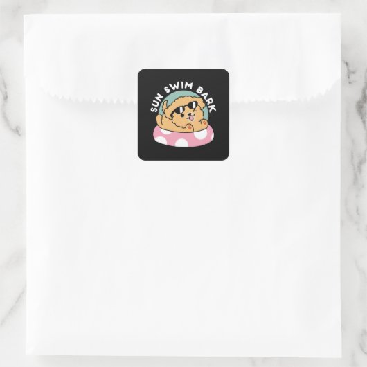 Summer Vibes Dog - Drijvende puppy met zonnebril Vierkante Sticker (Tas)