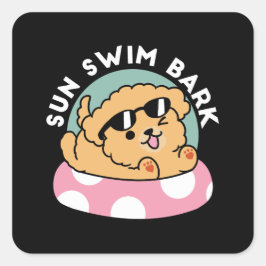 Summer Vibes Dog - Drijvende puppy met zonnebril Vierkante Sticker