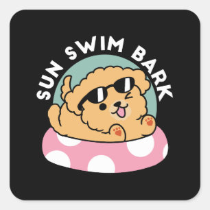 Summer Vibes Dog - Drijvende puppy met zonnebril Vierkante Sticker