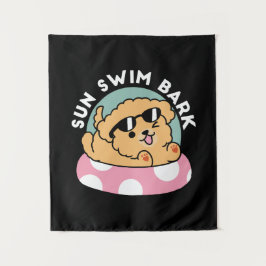 Summer Vibes Dog - Drijvende puppy met zonnebril Wandkleed