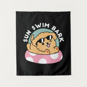 Summer Vibes Dog - Drijvende puppy met zonnebril Wandkleed