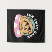Summer Vibes Dog - Drijvende puppy met zonnebril Wandkleed (Voorkant (horizontaal))