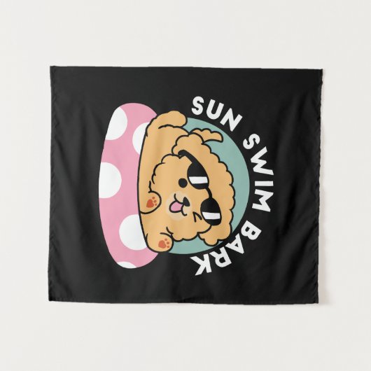 Summer Vibes Dog - Drijvende puppy met zonnebril Wandkleed (Voorkant (horizontaal))