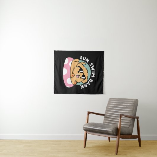 Summer Vibes Dog - Drijvende puppy met zonnebril Wandkleed (In Situ (horizontaal))