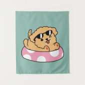 Summer Vibes Dog - Drijvende puppy met zonnebril Wandkleed (Voorkant)