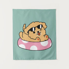 Summer Vibes Dog - Drijvende puppy met zonnebril Wandkleed