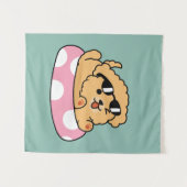 Summer Vibes Dog - Drijvende puppy met zonnebril Wandkleed (Voorkant (horizontaal))