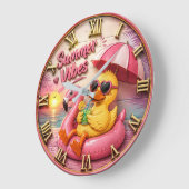 Summer Vibes Duck Cute Flamingo Pool Float Beach Grote Klok (Hoek)