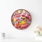 Summer Vibes Duck Cute Flamingo Pool Float Beach Grote Klok (Huis)