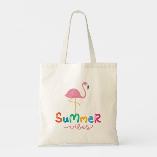 Summer Vibes Flamingo Vrouwen Tote Bag (Achterkant)