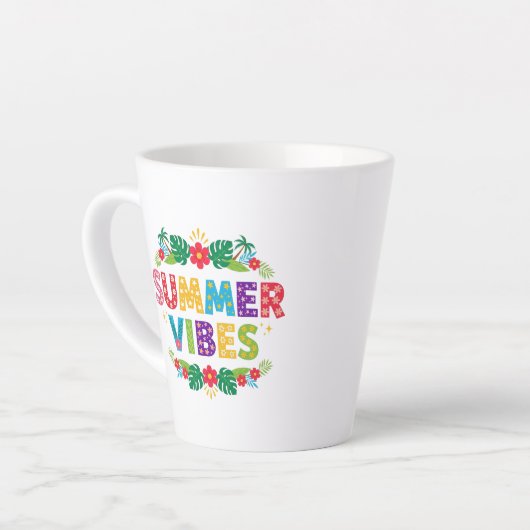 Summer Vibes Floral Design-54504 Hoodie Latte Mok (Linkerhoek)