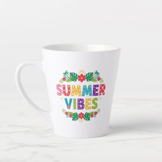 Summer Vibes Floral Design-54504 Hoodie Latte Mok (Links)