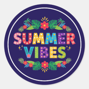 Summer Vibes Floral Design-54504 Hoodie Ronde Sticker
