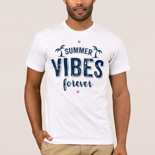 Summer Vibes for ever Navy Blue Text T-shirt (Voorkant)